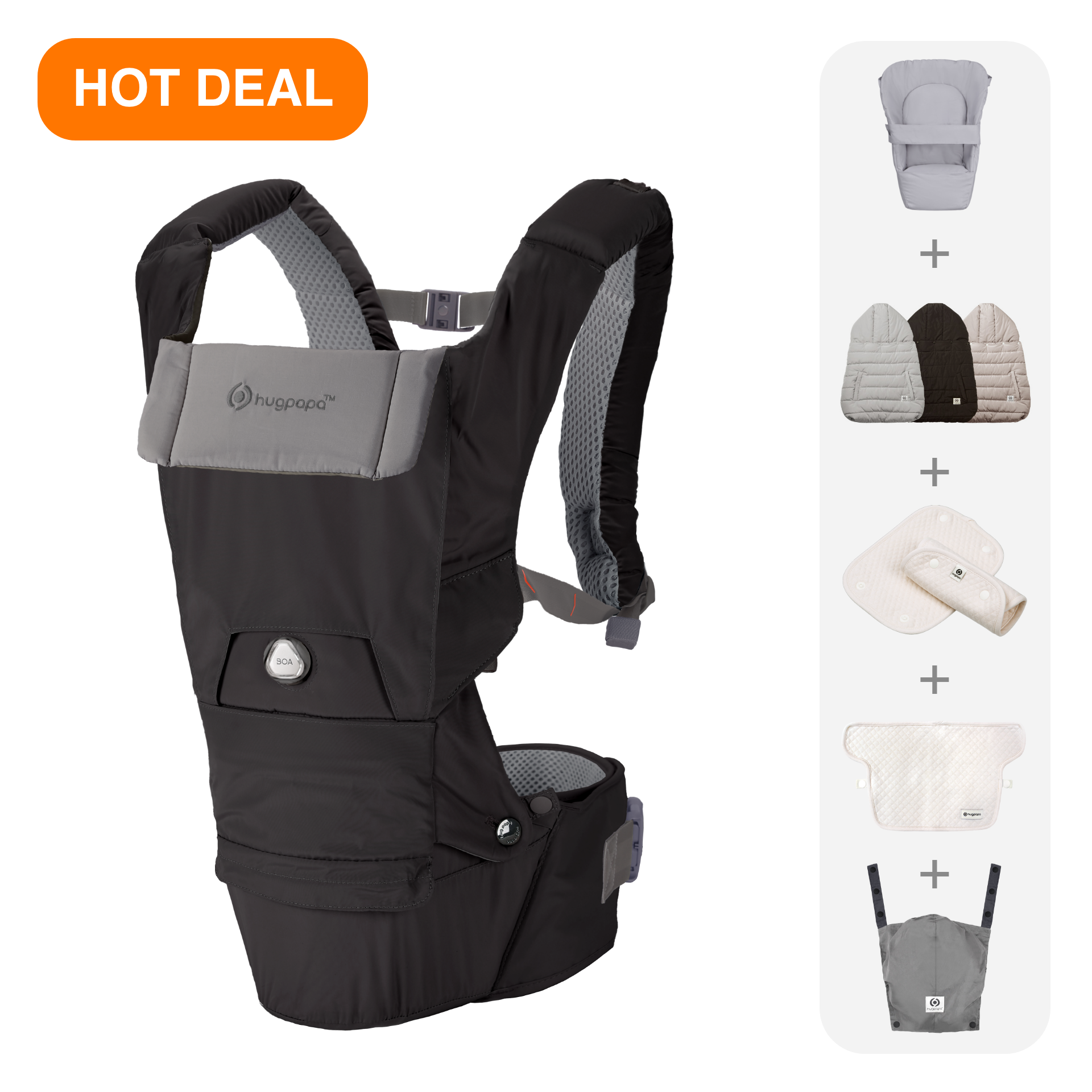 Nursery Starter Set] Dial-Fit PRO Baby Carrier - Charcoal – HUGPAPA