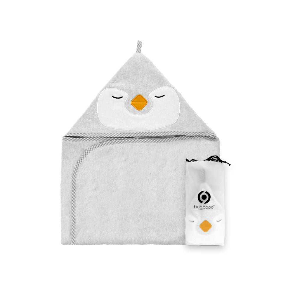 Penguin Baby Hooded Towel <br>LightGray