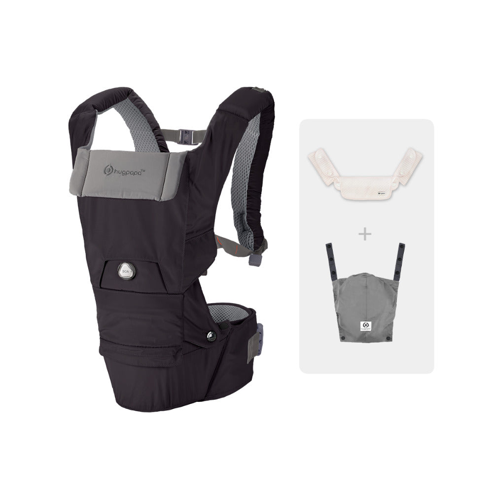 [Essential Set] Dial-Fit PRO Baby Carrier - Charcoal & Drool Bib