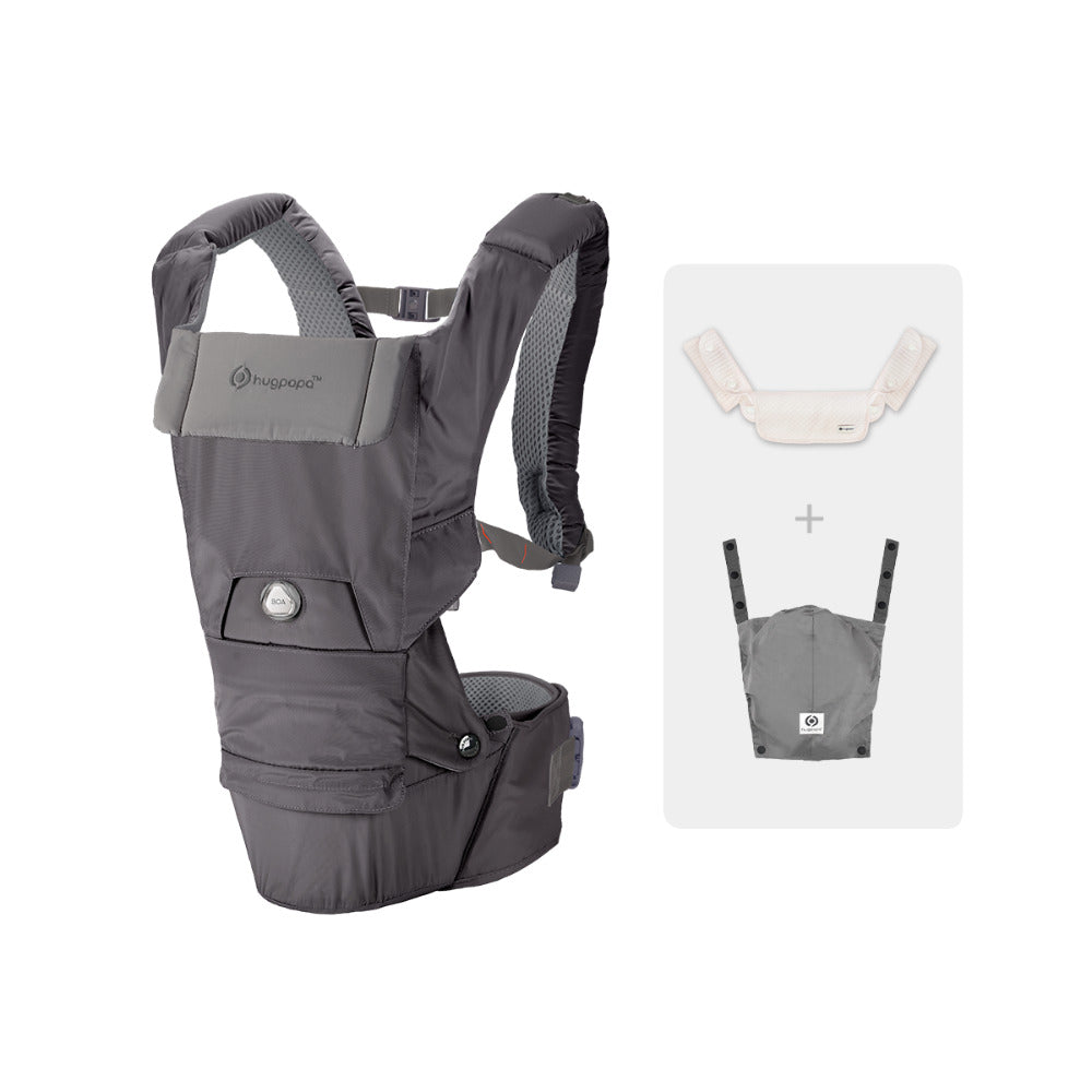 [Essential Set] Dial-Fit PRO Baby Carrier - Dark Gray & Drool Bib