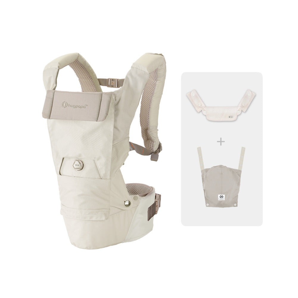 [Essential Set] Dial-Fit PRO Baby Carrier - Ivory & Drool Bib