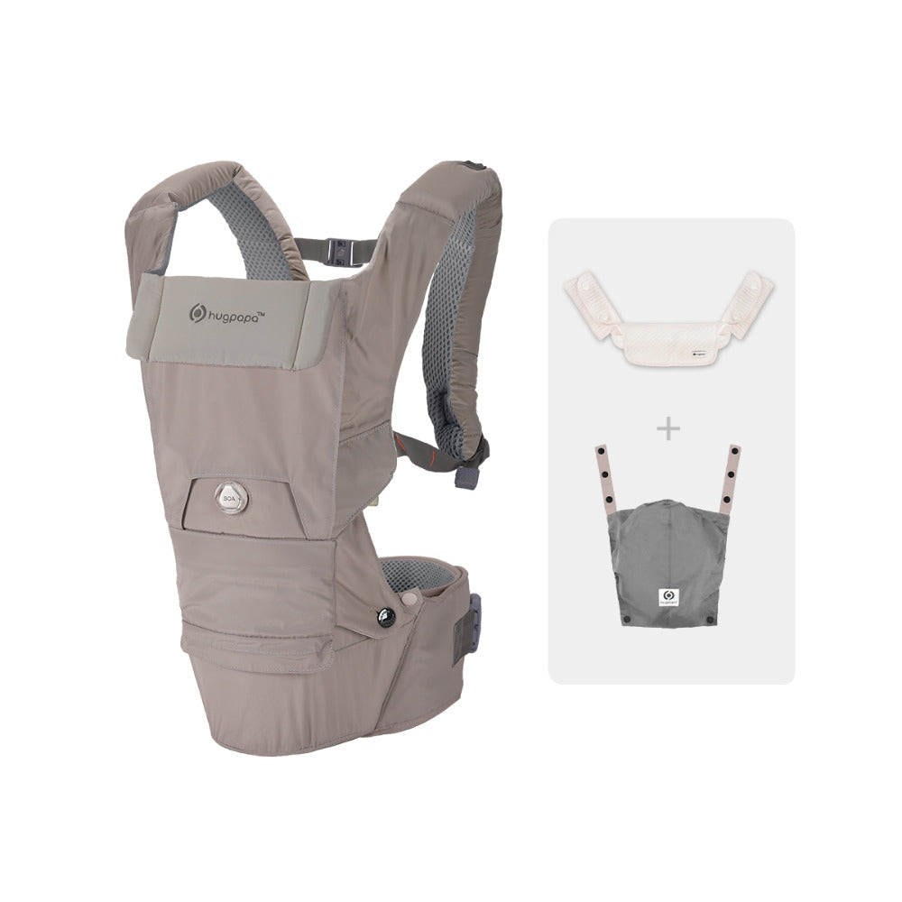 [Essential Set] Dial-Fit PRO Baby Carrier - Taupe Grey & Drool Bib