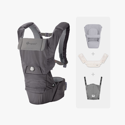 [Newborn Gift Set]  Dial-Fit PRO Baby Carrier - Dark Grey & Drool Bib & Infant Insert