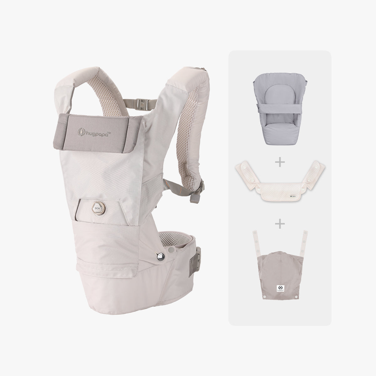 [Newborn Gift Set]  Dial-Fit PRO Baby Carrier - Oatmeal & Drool Bib & Infant Insert