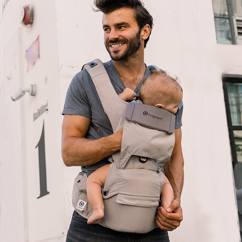 [Essential Set] Dial-Fit PRO Baby Carrier - Taupe Grey & Drool Bib