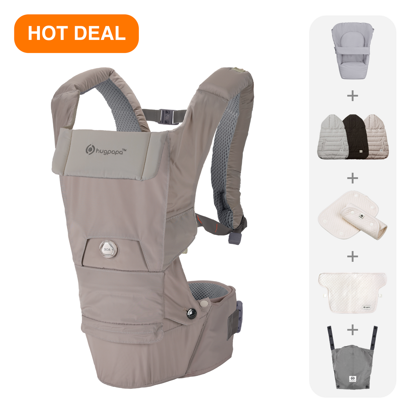 [Nursery Starter Set] Dial-Fit PRO Baby Carrier - Taupe Gray